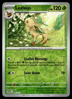 LEAFEON - 005/131 Rare Prismatic Evolutions Pokemon Reverse Holo NM - Image 1