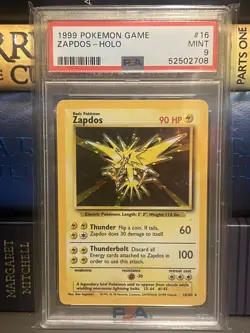 1999 POKEMON BASE SET UNLIMITED #16 ZAPDOS-HOLO PSA 9 - Image 1