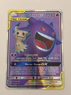 Pokemon Gengar & Mimikyu GX TAG TEAM Ultra Rare Full Art Holo 164/181 - Image 1