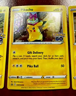 Pokemon TCG Pikachu - Pokemon Go Holo Black Star Promo & 027/078 M/NM + Base - Image 2
