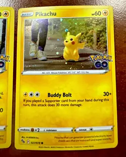 Pokemon TCG Pikachu - Pokemon Go Holo Black Star Promo & 027/078 M/NM + Base - Image 3