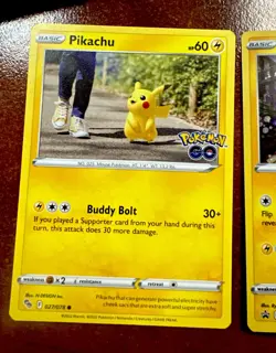 Pokemon TCG Pikachu - Pokemon Go Holo Black Star Promo & 027/078 M/NM + Base - Image 4