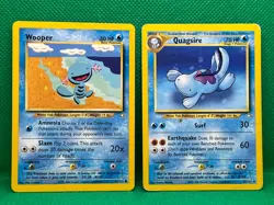 Pokemon Tcg Quagsire 45/111 & Wooper 82/111 Neo Genesis Non Holo - Image 1