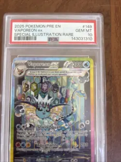 2025 POKEMON PRE EN-PRISMATIC EVOLUTIONS #149 VAPOREON EX PSA 10 - Image 2