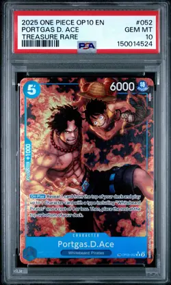 2025 One Piece Royal Blood Portgas D Ace Treasure Rare #OP08-052 PSA 10 GEM MINT - Image 1