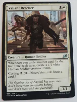MTG Magic The Gathering Card Valiant RescuerCreature Human Soldier White IKO - Image 1