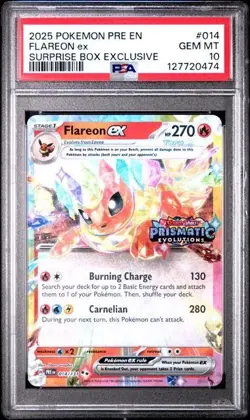 2025 POKEMON PRE EN-PRISMATIC EVOLUTIONS #014 FLAREON EX PSA 10 - Image 1