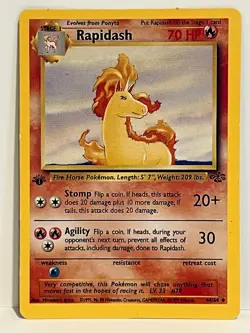 Vintage 1999 Pokemon TCG Jungle RAPIDASH 1st Edition 44/64 MP English Unlimited - Image 1