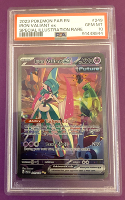 Pokemon Iron Valiant ex SIR 2023 Paradox Rift #249 PSA 10 Gem Mint - Image 1