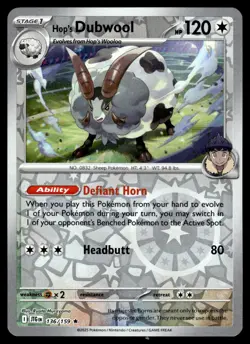 Hop's Dubwool 136/159 Rare Journey Together Pokemon Reverse Holo NM - Image 1