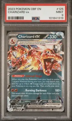 Pokemon Charizard ex SV03 Obsidian Flames Double Rare Holo EX 125/197 PSA 9 Mint - Image 1