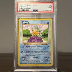1999 vintage POKEMON Base Set SHADOWLESS SQUIRTLE PSA 9 MINT #63/102 Common - Image 1