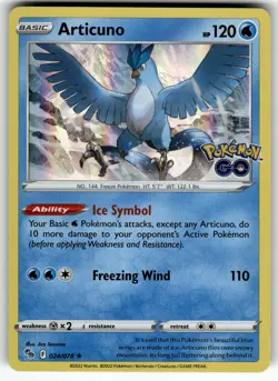 Articuno 024/078 Pokemon GO NM Pokemon Card TCG - Image 1
