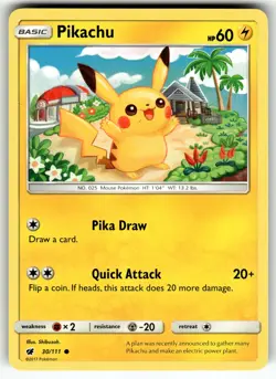 Pikachu 30/111 SM - Crimson Invasion LP Pokemon Card TCG - Image 1