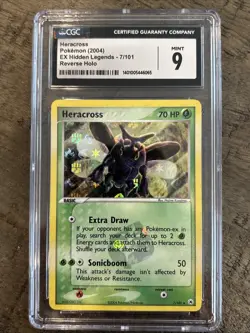 CGC 9 Heracross 2004 EX Hidden Legends 7/101 Reverse Holo Pokemon Card Low Pop! - Image 1