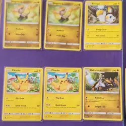 Pokemon TCG 2017 6 Cards Pikachu Jangmo-o Emolga Hakamo- - Image 1