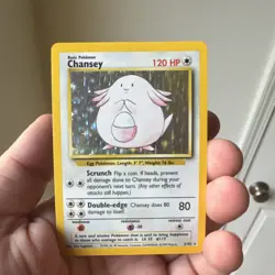 Pokemon Chansey Base Set Holo Rare 120 HP 3/102 English Card - Image 1