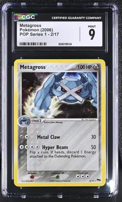 CGC 9 MINT Metagross 2006 POP Series 1 2/17 Holo SWIRL Pokemon Card - Image 1