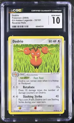 CGC 10 GEM MINT Dodrio 2004 EX Hidden Legends 33/101 Reverse Holo Pokemon Card - Image 1