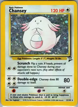 Chansey 3/130 Holo Base Set 2 - Pokemon Card - LP - Image 1
