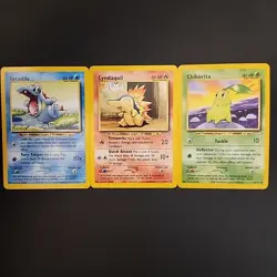 Pokemon Cards - Neo Genesis Starter - Totodile Cyndaquil Chikorita - 53 57 & 81 - Image 1