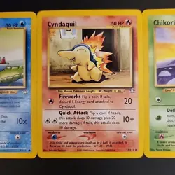 Pokemon Cards - Neo Genesis Starter - Totodile Cyndaquil Chikorita - 53 57 & 81 - Image 3