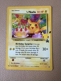 Pokemon TCG Birthday Pikachu Holo Card #24 Ultra Rare 25th Celebrations Edition - Image 1
