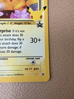 Pokemon TCG Birthday Pikachu Holo Card #24 Ultra Rare 25th Celebrations Edition - Image 4