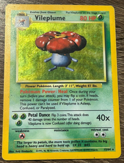 1999 Pokemon Vileplume Holo Jungle NO SYMBOL ERROR MISPRINT Card 15/64 MP/HP - Image 1