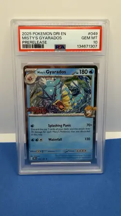 2025 POKEMON DRI EN-DESTINED RIVALS PRERELEASE #049 MISTY'S GYARADOS PSA 10 - Image 1