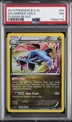 2013 POKEMON B&W PLASMA BLAST #64 SALAMENCE-HOLO PSA 7 - Image 1