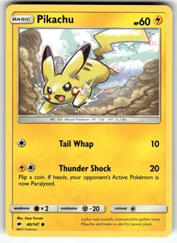 Pikachu 40/147 SM - Burning Shadows LP Pokemon Card TCG - Image 1