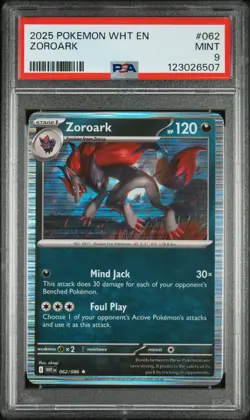 2025 POKEMON WHT EN-WHITE FLARE #062 ZOROARK PSA 9 - Image 1