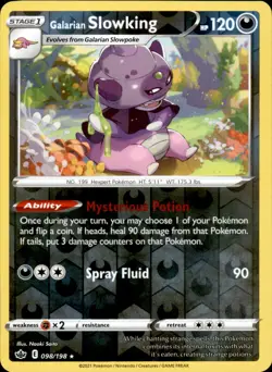 Galarian Slowking 098/198 Reverse Holo - Pokemon SWSH06: Chilling Reign - NM - Image 1