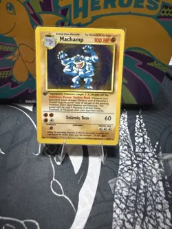 Pokemon Machamp Base Set 1st Edition 8/102 Holo Rare - Image 1