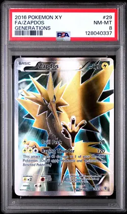 2016 POKEMON XY GENERATIONS #29 FULL ART/ZAPDOS PSA 8 - Image 1