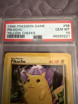 1999 Pokemon Game #58 Pikachu Yellow Cheeks PSA 10 GEM MINT - Image 4