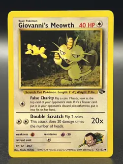 Giovanni's Meowth 43/132 Gym Challenge Uncommon WOTC Pokemon TCG – NM/LP - Image 1