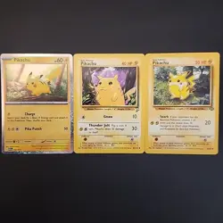 Pokemon TCG Pikachu Lot of 3 - Jungle, Base 2, Promo - 60, 87, 002 - Image 1
