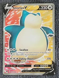 Pokemon Snorlax V (Full Art) Ultra Rare Sword & Shield Base Set 197/202 NM - Image 1