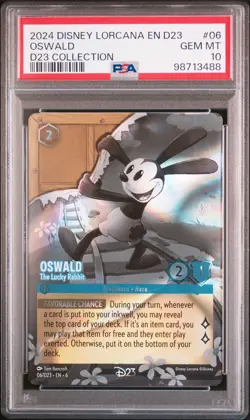 2024 DISNEY LORCANA EN D23-D23 EXPO PROMO #06 OSWALD - THE LUCKY RABBIT PSA 10 - Image 1