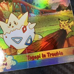 1999 Topps Pokemon Movie Edition #46 Togepi in Trouble Rainbow Foil 1st Print LP - Image 3
