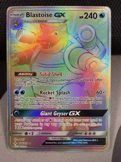 Pokemon Blastoise GX Rainbow Secret Rare Holo Card 218/214 Unbroken Bonds NM - Image 1