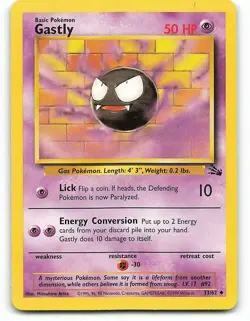POKEMON CARD GASTLY 33/62 NO 092 GAS POKEMON TCG CCG - Image 1