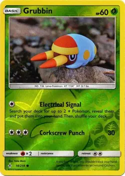 POKEMON CARD REVERSE HOLO GRUBBIN 18/214 NO 736 LARVA POKEMON TCG CCG - Image 1