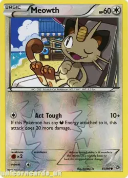 POKEMON CARD REVERSE HOLO MEOWTH 61/98 NO 052 SCRATCH CAT POKEMON TCG CCG - Image 1