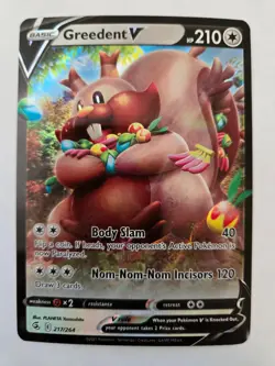 Greedent V 217/264 Holo V Rare Fusion Strike NM/M Pokemon - Image 1