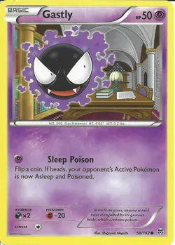 POKEMON CARD GASTLY 58/162 NO 092 GAS POKEMON TCG CCG - Image 1