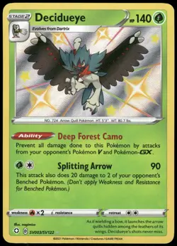 Pokemon Decidueye Shiny Holo Rare Shining Fates: Shiny Vault SV003/SV122 NM Holo - Image 1