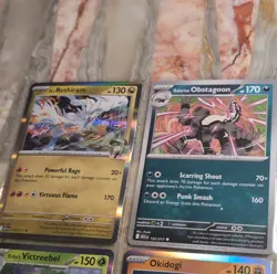 Pokemon TCG Reshiram 154/217, Obstagoon 132/217, Victreebel, Okidogi Holo Lot - Image 2